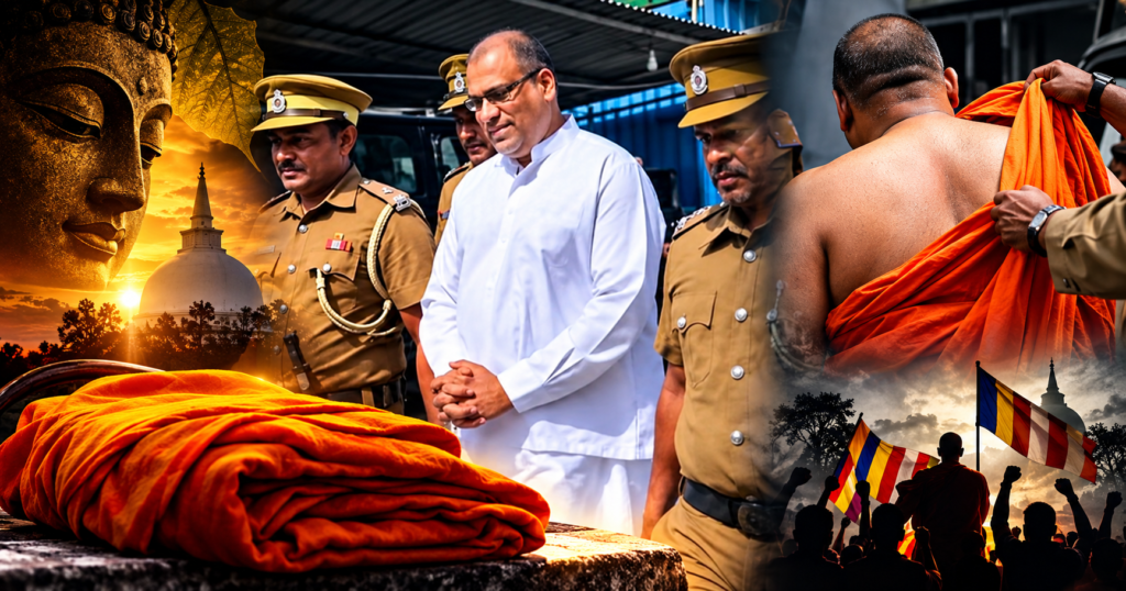 Police Escort Amid Saffron Shadows
